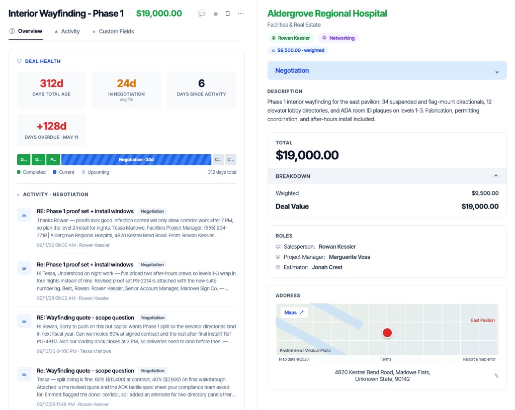Keep deal health, activity, and value on the record